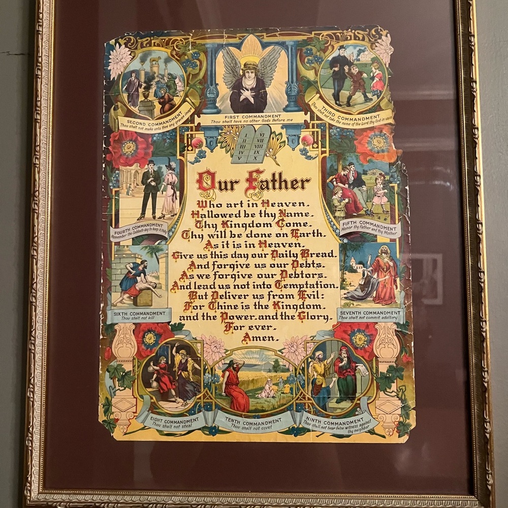 Vintage Religious Art Print with Gold Frame - Picture 2 of 4